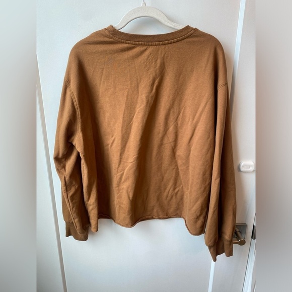 Women’s abstract sweater with raw hem in brown from target size Medium - Picture 2 of 4